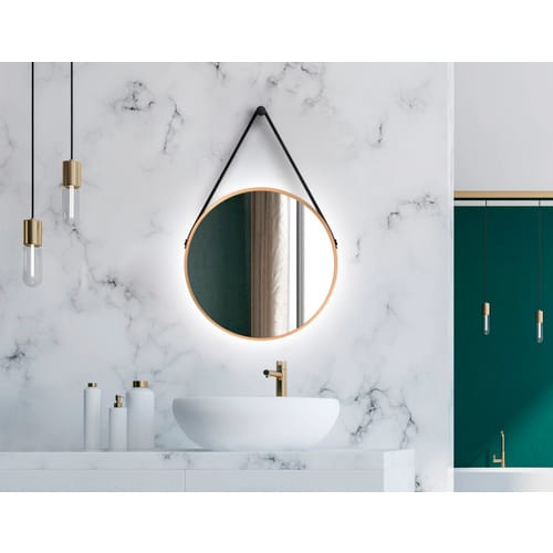 DSK Design LED-Lichtspiegel Silver Barbier Ø 50 cm Gold Rund