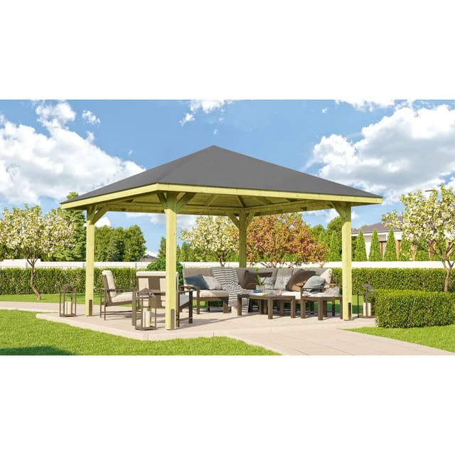 Weka Holz-Pavillon Paradies imprägniert 357 cm x 357 cm Größe 4