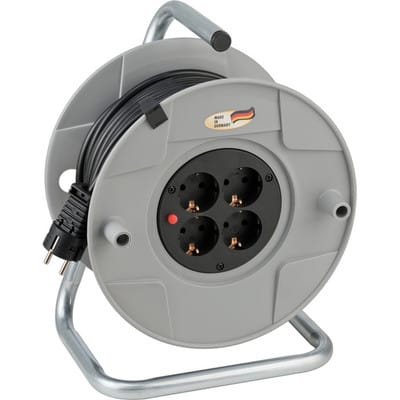 Kabeltrommel H05VV-F 3G1,5 Grau-Schwarz 25 m