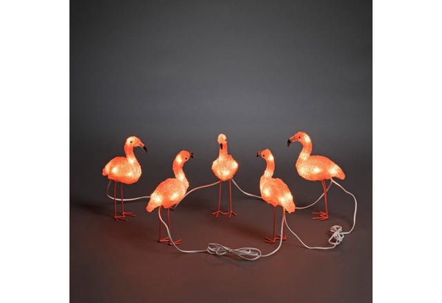 Konstsmide LED-Dekoleuchte für außen Acryl Flamingos 5er-Set