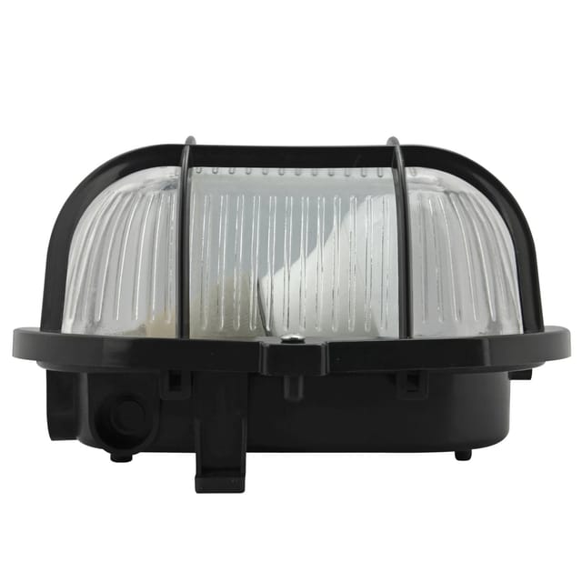 e2 elektro LED-Ovalleuchte mit Kunststoffkorb Schwarz 18,5 cm x 12,5 cm x 11 cm