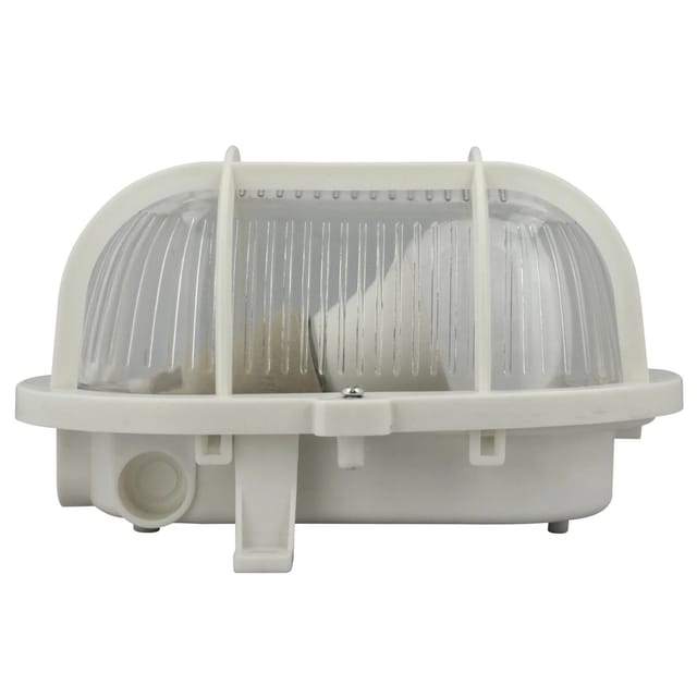 e2 elektro LED-Ovalleuchte mit Kunststoffkorb Weiß 18,5 cm x 12,5 cm x 11 cm