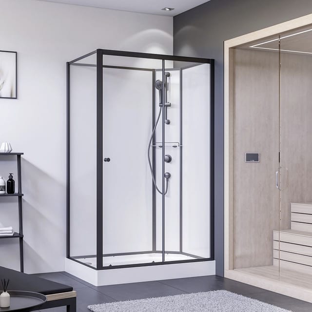 Breuer Komplettdusche Anschlag Rechts 120 cm x 80 cm Schwarz Matt