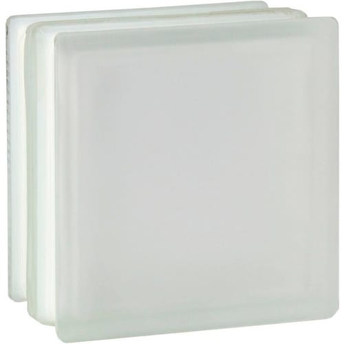 Glasstein Vollsicht Weiß Brandschutz 2-Seitig Satiniert 19 cm x 19 cm x 10 cm