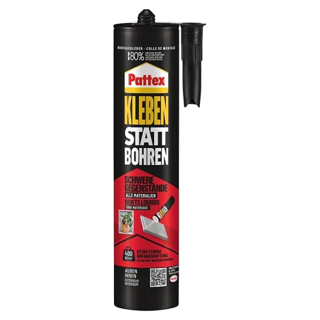 Pattex Montagekleber Kleben statt Bohren High Tack 440 g Kartusche Weiß