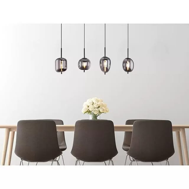 Globo Pendelleuchte Blacky 4-flammig Metall Schwarz Rauchfarben