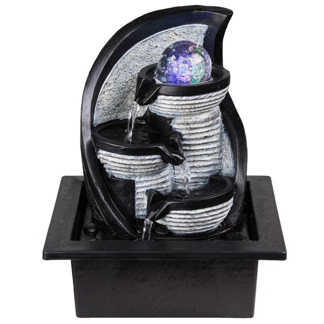 Globo LED-Brunnen Albert Kunststoff Grau