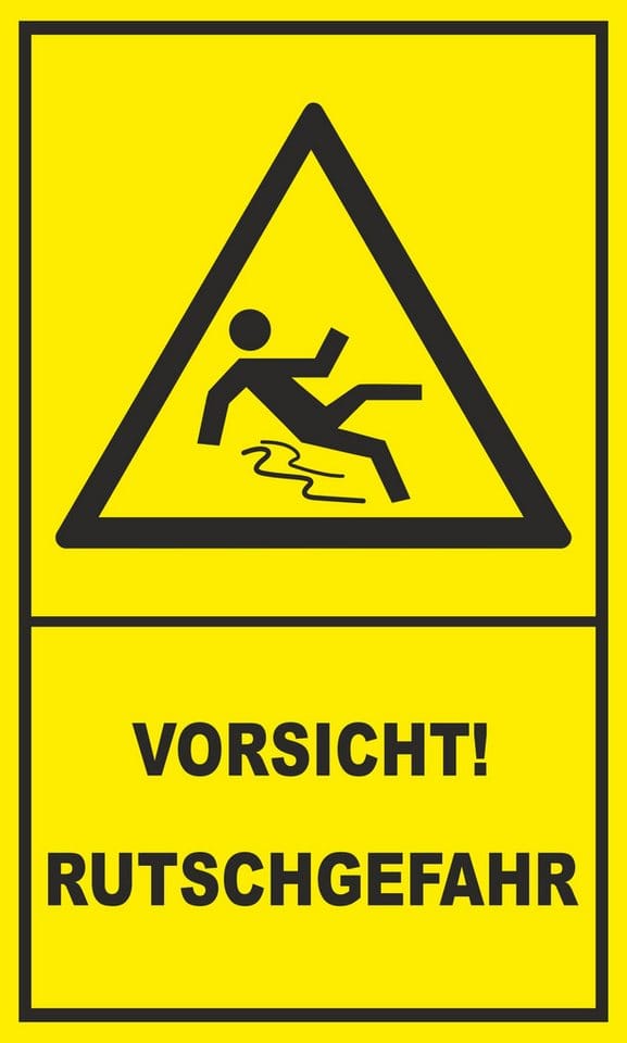 Warn- und Hinweissschild Vorsicht Rutschgefahr 25 cm x 15 cm PST