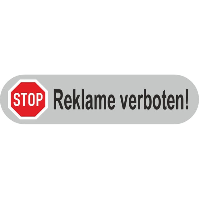 Aufkleber Reklame Verboten 2,5 cm x 9 cm PVC-Folie
