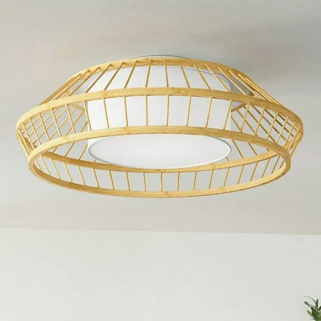 Eglo LED-Deckenleuchte Yuku-Z Bambus Natur Ø 47 cm Weiß