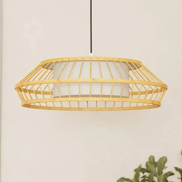 Eglo LED-Pendelleuchte Yuku-Z Bambus Natur Ø 47 cm Weiß