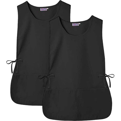 Schwarzes Arbeitswesten- Und Schürzenset (2-teilig)