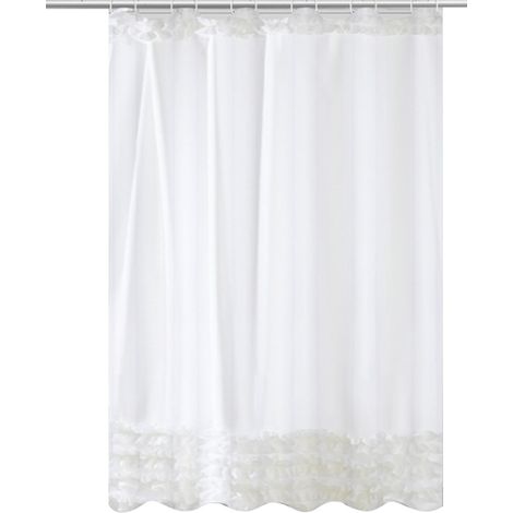 Weißer Duschvorhang Aus Polyester Mit Spitze – 120 Cm Breit X 180 Cm Hoch, Mit Metallösen