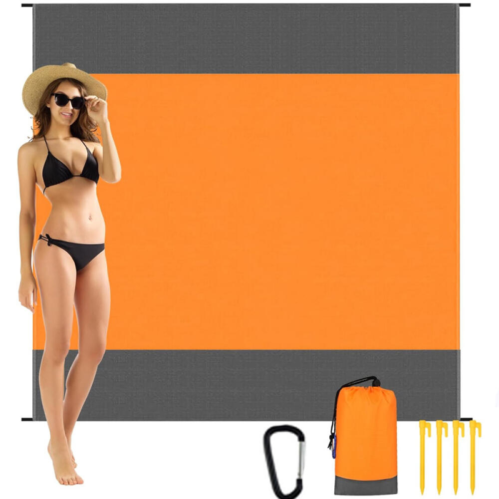 Stranddecke, Tragbare Picknickdecke, Geeignet Für Strand, Camping, Wandern, Picknick, Orange (200210cm).