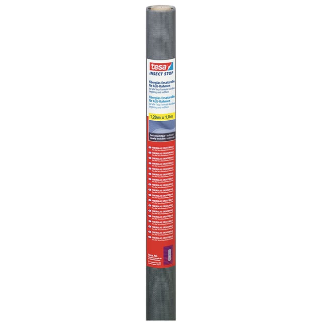 Tesa Fliegengitter Ersatzrolle Fiberglas Anthrazit 120 cm x 100 cm