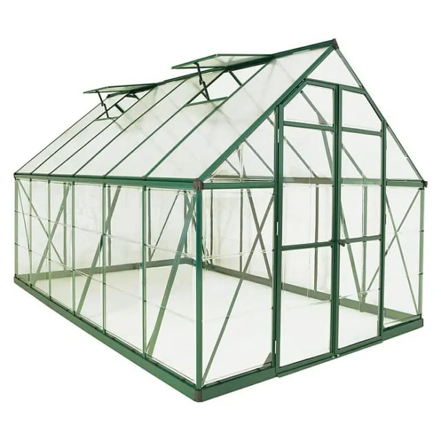 Palram Canopia Balance 8x12 Gewächshaus Grün 367 x 244 cm klare Seitenw.
