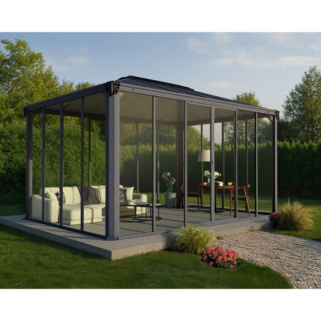 Canopia Ledro 3 x 4.3 geschlossener Pavillon Anthrazit Grau