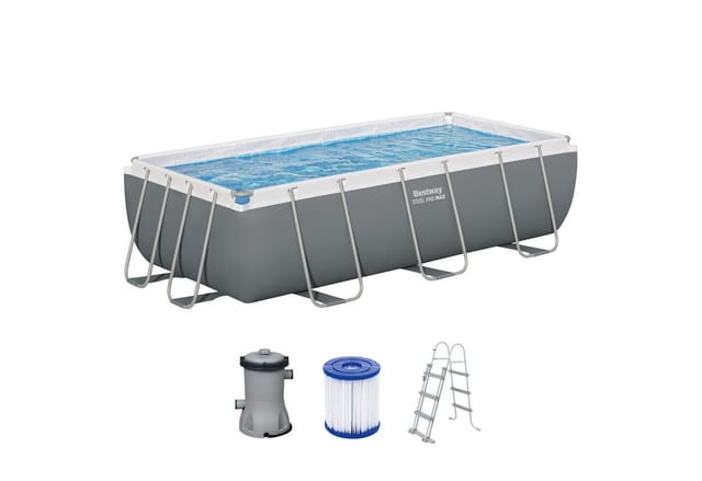 Bestway Stahlrahmen-Pool Set Steel Pro Max Frame 404x201x100 cm Rechteckig Grau