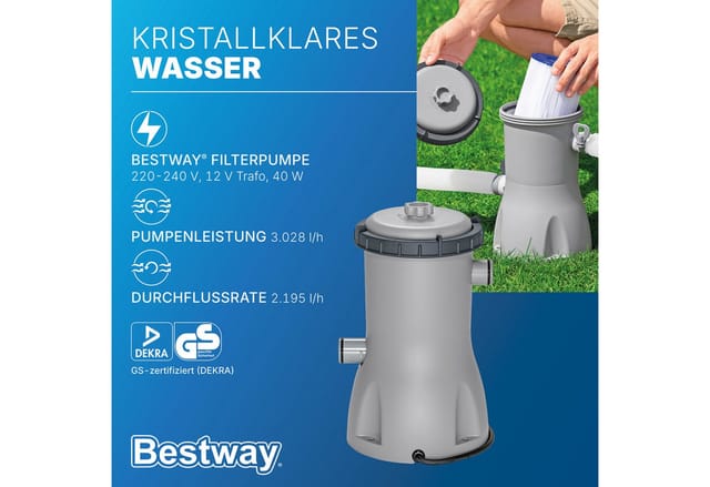 Bestway Stahlrahmen-Pool Set Steel Pro Max Frame GS Ø 427 x 122cm Rund Lichtgrau