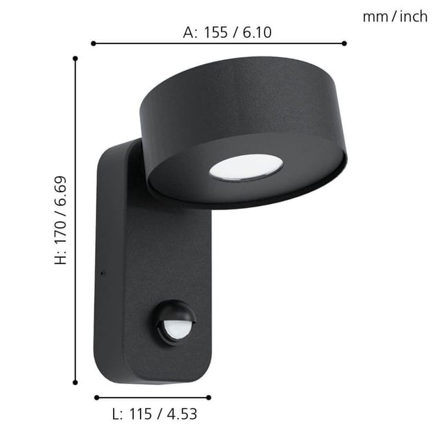 Eglo LED-Außenwandleuchte 6 W 600,m Schwarz/Transparent
