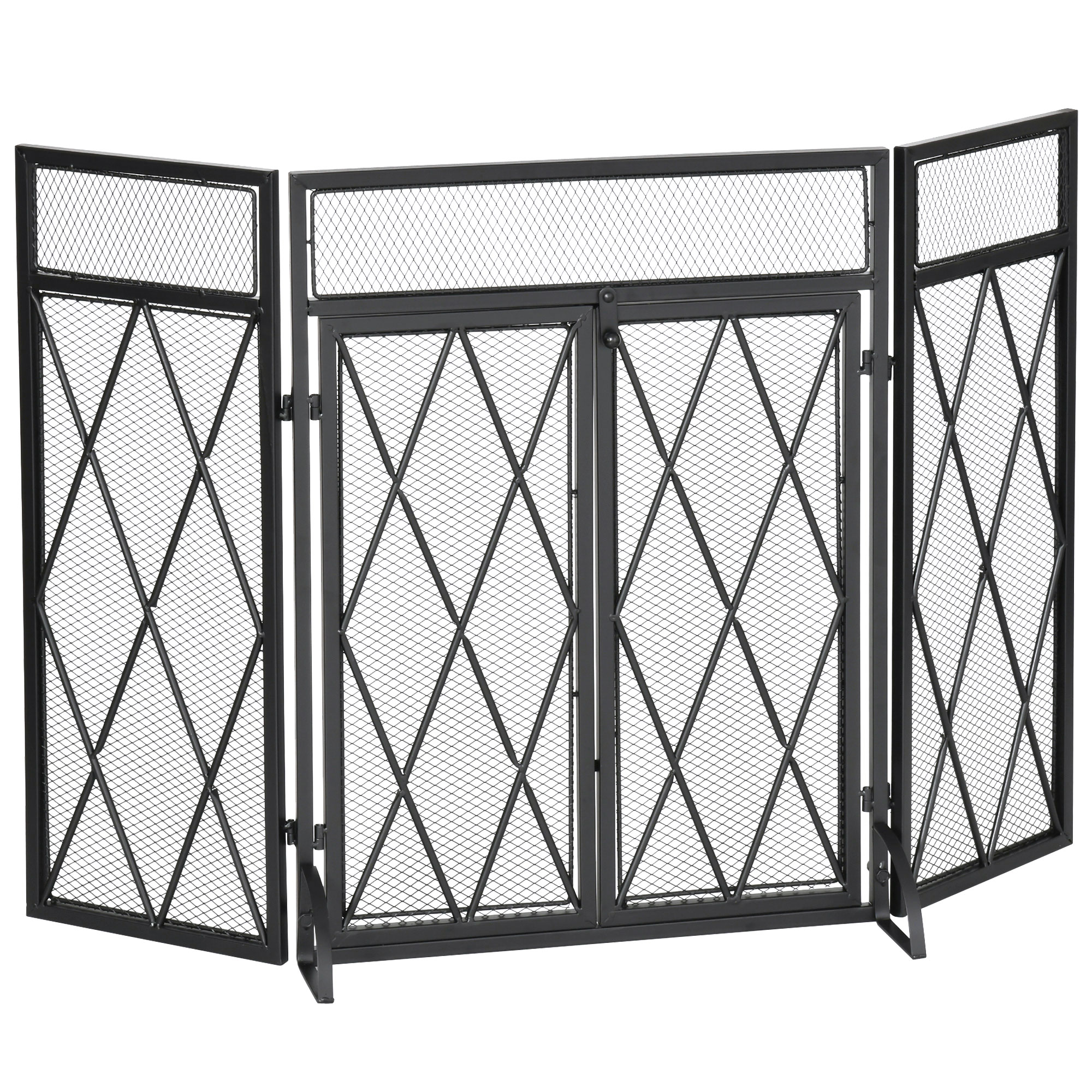 Funkenschutzgitter Funkenschutz, Klappbar, 3-teilig, 120 Cm Xx 79 Cm, Schwarz