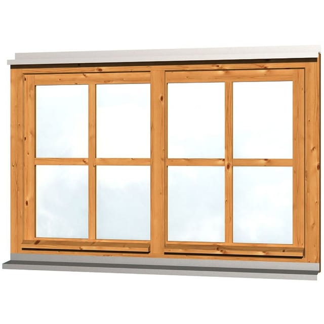Skan Holz Doppelfenster Rahmenaußenmaß. 132,4 x 82,1 cm Eiche hell