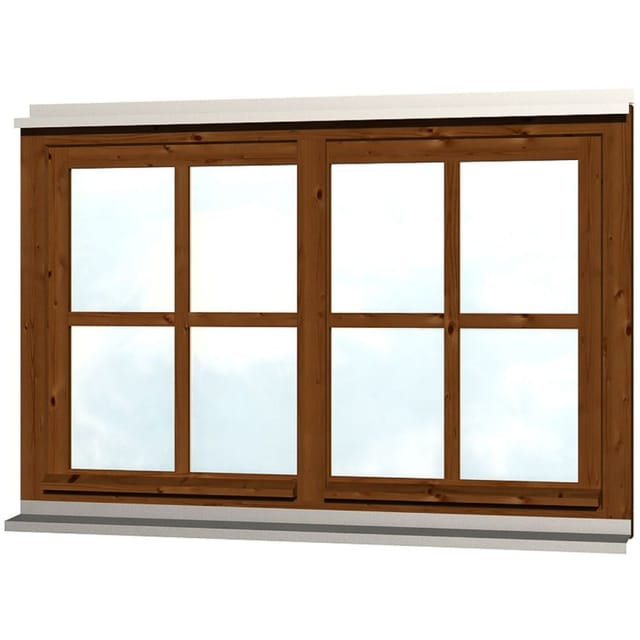 Skan Holz Doppelfenster Rahmenaußenmaß. 132,4 x 82,1 cm Nussbaum