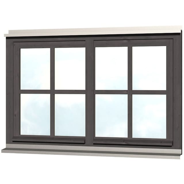 Skan Holz Doppelfenster Rahmenaußenmaß. 132,4 x 82,1 cm Schiefergrau
