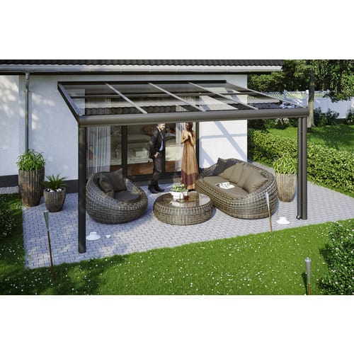 Skan Holz Terrassenüberdachung Modena 434 x 257 cm Aluminium Anthrazit