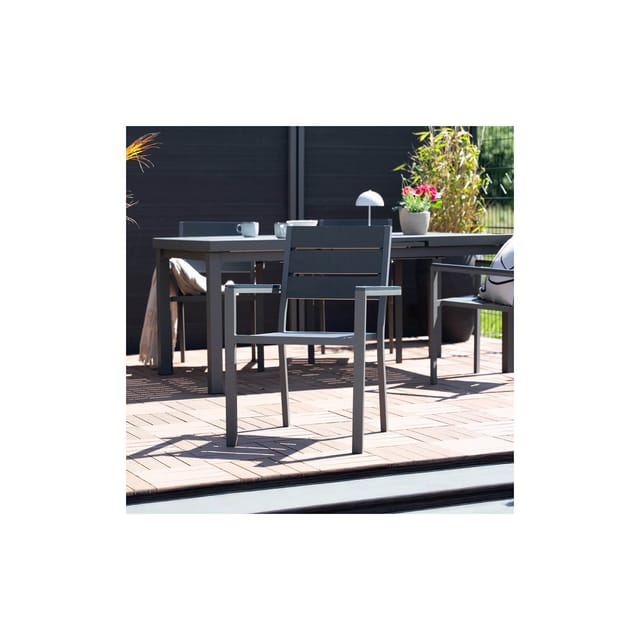 Home Deluxe Gartenstuhl Madera Aluminium Hellgrau 2er-Set