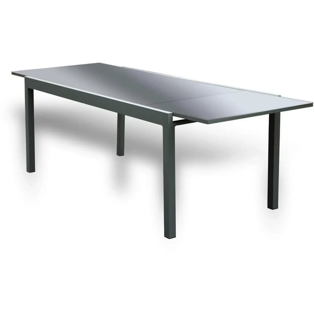 Home Deluxe Gartentisch Sol Ausziehbar Glas Hellgrau 75 cm x 240 cm/180 cm x 90