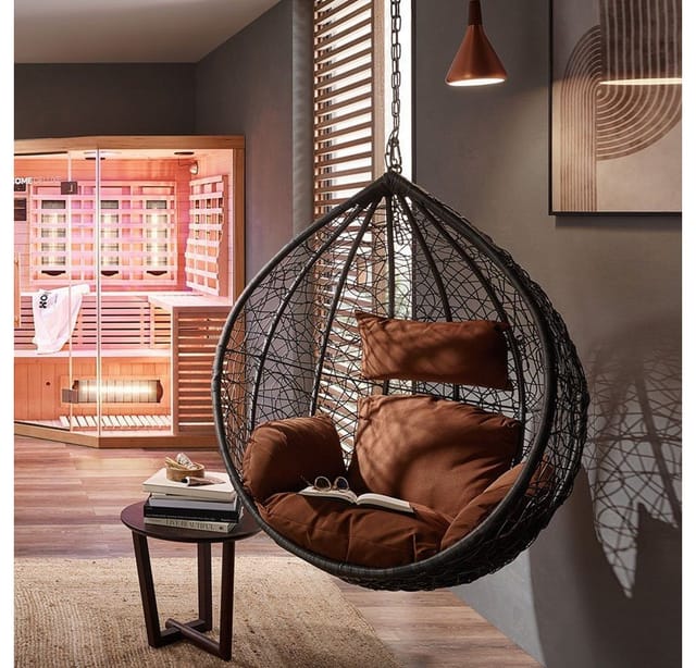Home Deluxe Hängesessel-Korb Cielo aus Polyrattan Grau