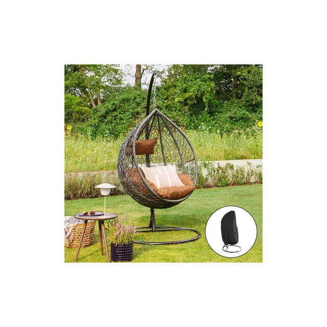Home Deluxe Hängesessel Cielo Polyrattan Grau inkl. Regenabdeckung