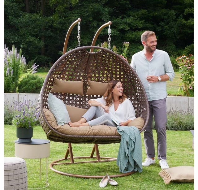 Home Deluxe Hängesessel Twin Polyrattan Braun