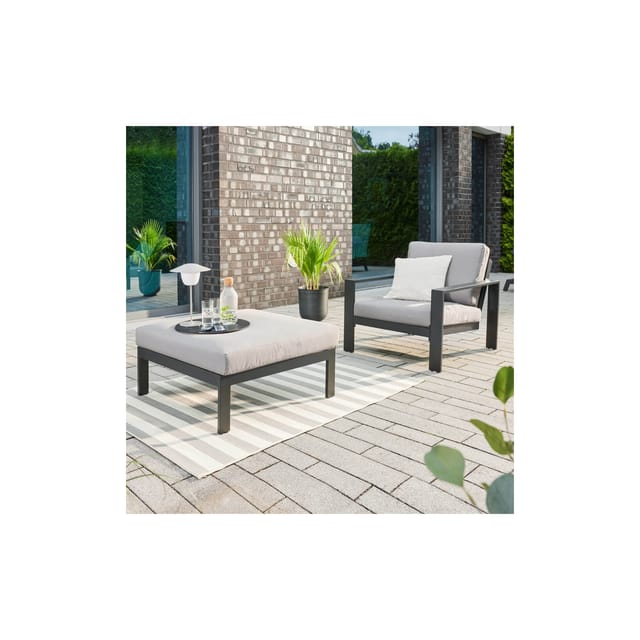 Home Deluxe Lounge-Set Rio S 2-teilig Aluminium Schwarz-Hellgrau