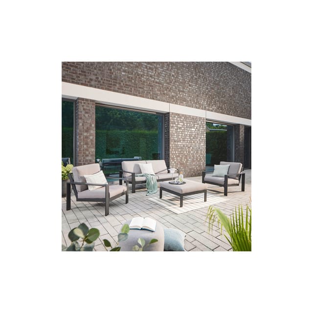 Home Deluxe Lounge-Set Rio L 4-teilig Aluminium Schwarz-Hellgrau