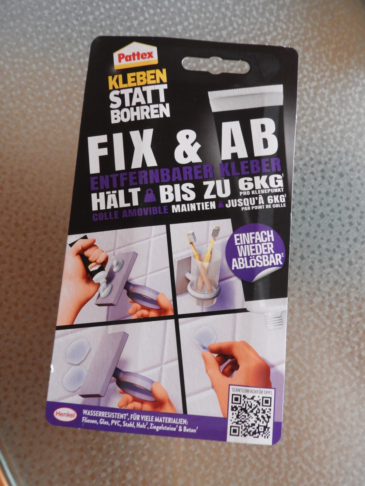 Pattex Montagekleber Kleben statt Bohren Fix & Ab 44 g Tube Transparent Bild 2