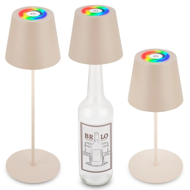 Brilo Akku Tischleuchte Calida Touch Dimmbar Flaschenaufsatz 36 cm Beige