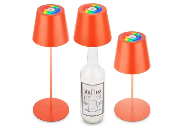 Brilo Tischleuchte mit Flaschenaufsatz 3 in 1 RGB Apricot Ø 12 cm x 36 cm