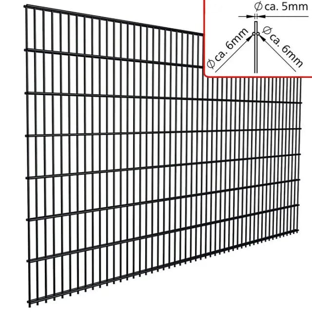 Doppelstabmatte 6/5/6 mm Anthrazit 250 cm x 63 cm