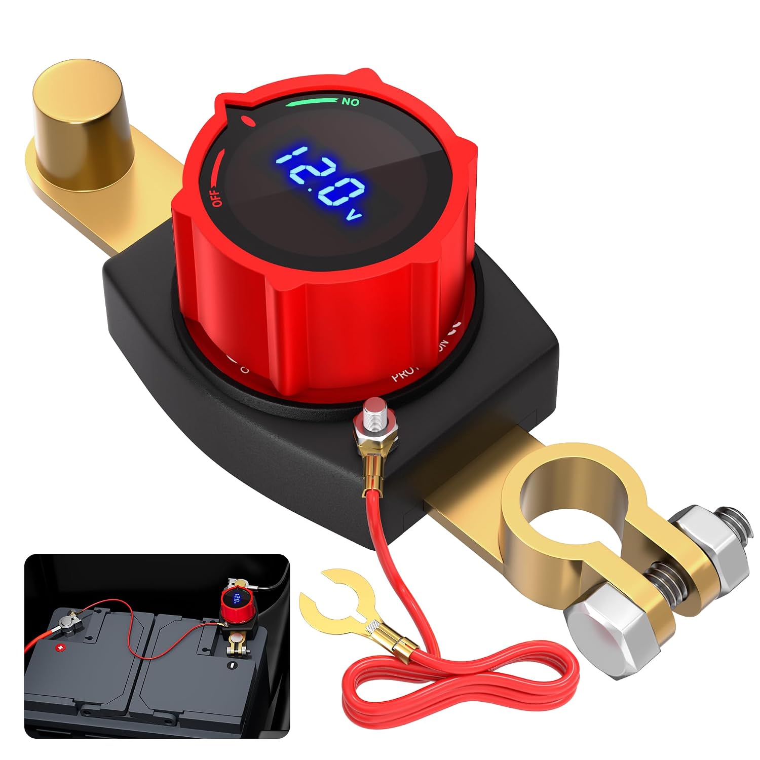 12v-48v Batterietrennschalter Mit Led-voltmeter (oben Am Anschluss), 5-60v Dc Batterietrennschalter, Ein-/ausschalter Für Marine-, Wohnmobil- Und Bootsanwendungen