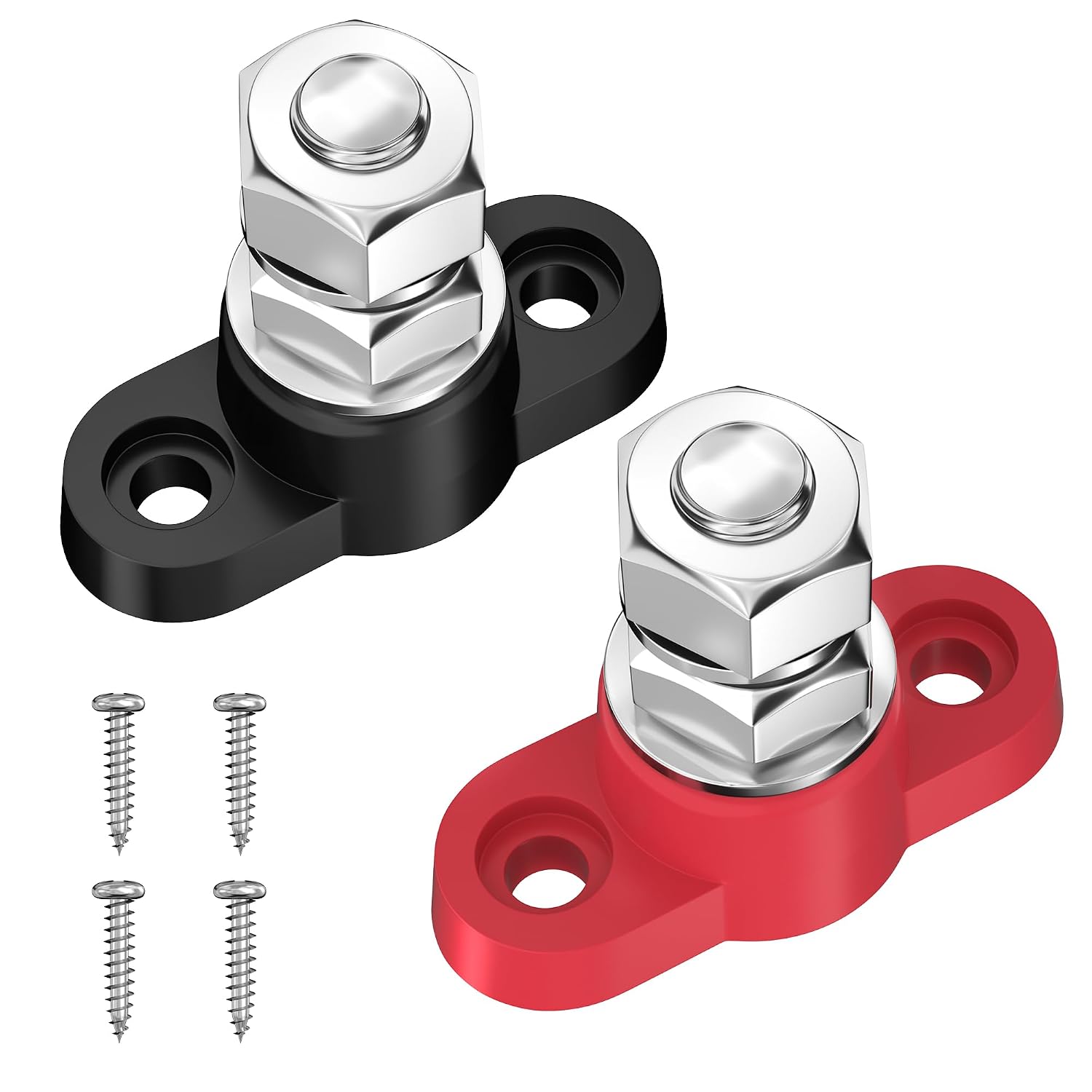 12-v-stromverteilerblock, 3/8"-sammelschiene Mit Einzelbolzen, Isolierter M10-batterieanschluss, Anschlussblock Für Marine-, Boots- Und Automobilanwendungen – Plus Und Minus