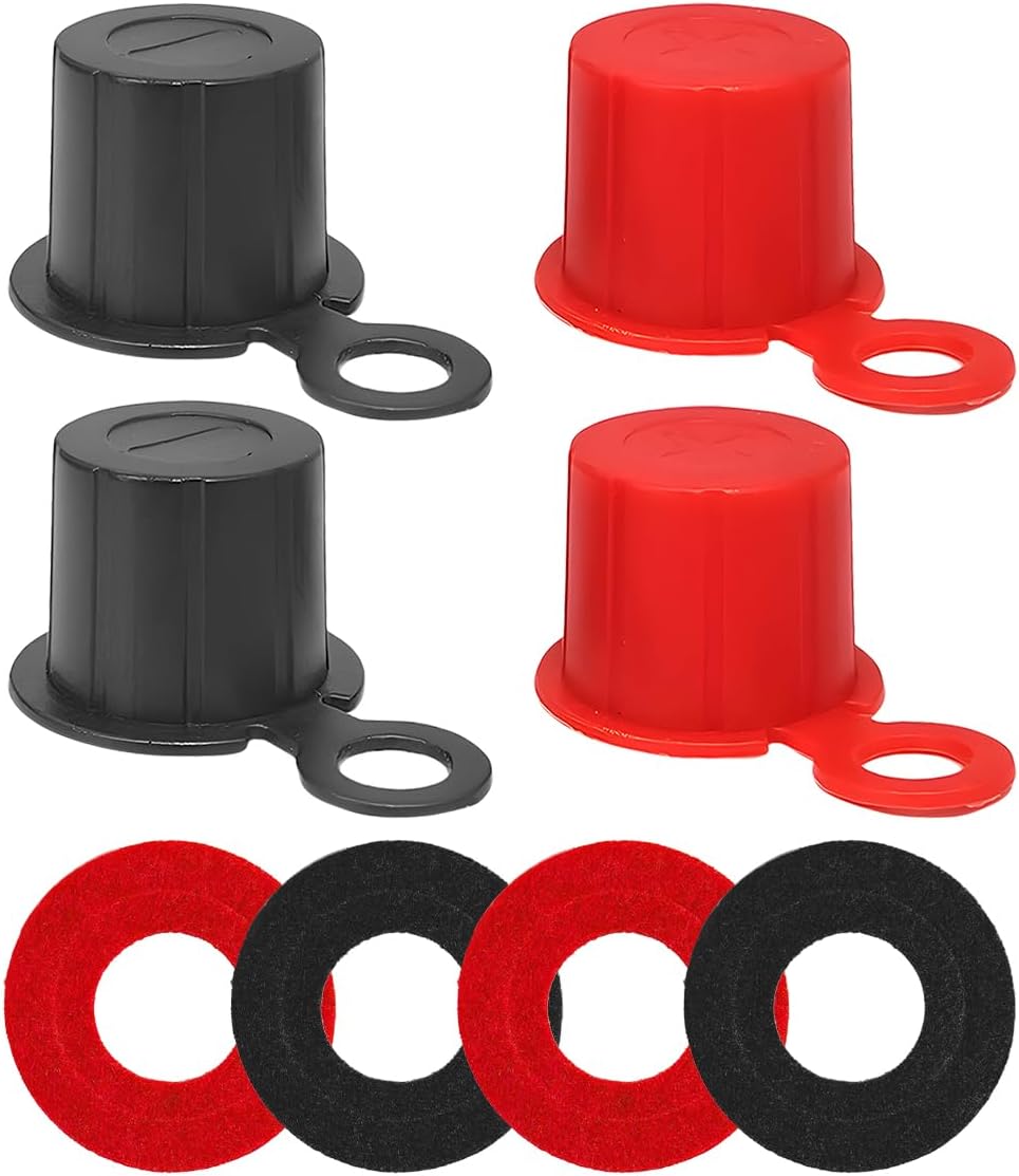 Satz Mit 4 Batteriepolkappen 19/17 Mm Inklusive Unterlegscheiben, Schwarz/rot, Polycarbonat, Mit Polaritätsmarkierung, Einfache Steckmontage, Polisolierung