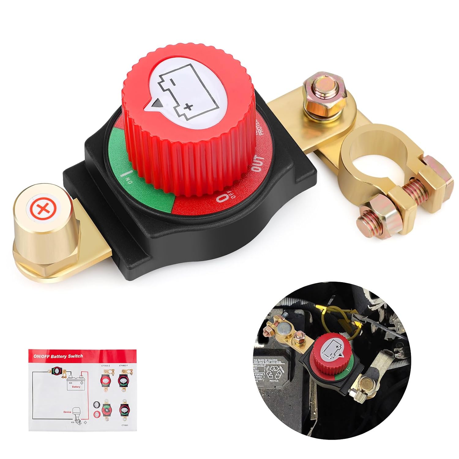 Batterietrennschalter Am Oberen Anschluss, Wasserdichter 12v/48v Hauptstromtrennschalter, Batterie-ein/aus-schalter, Messinganschlüsse