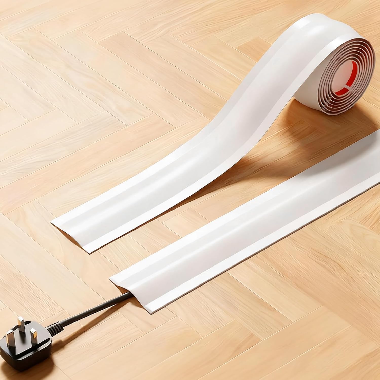 Flexible, Weiße, Selbstklebende Kabelabdeckung Für Das Kabelmanagement, Für Wände, Böden, Wohnungen, Büros, Garagen (3,8 Cm 4 M)