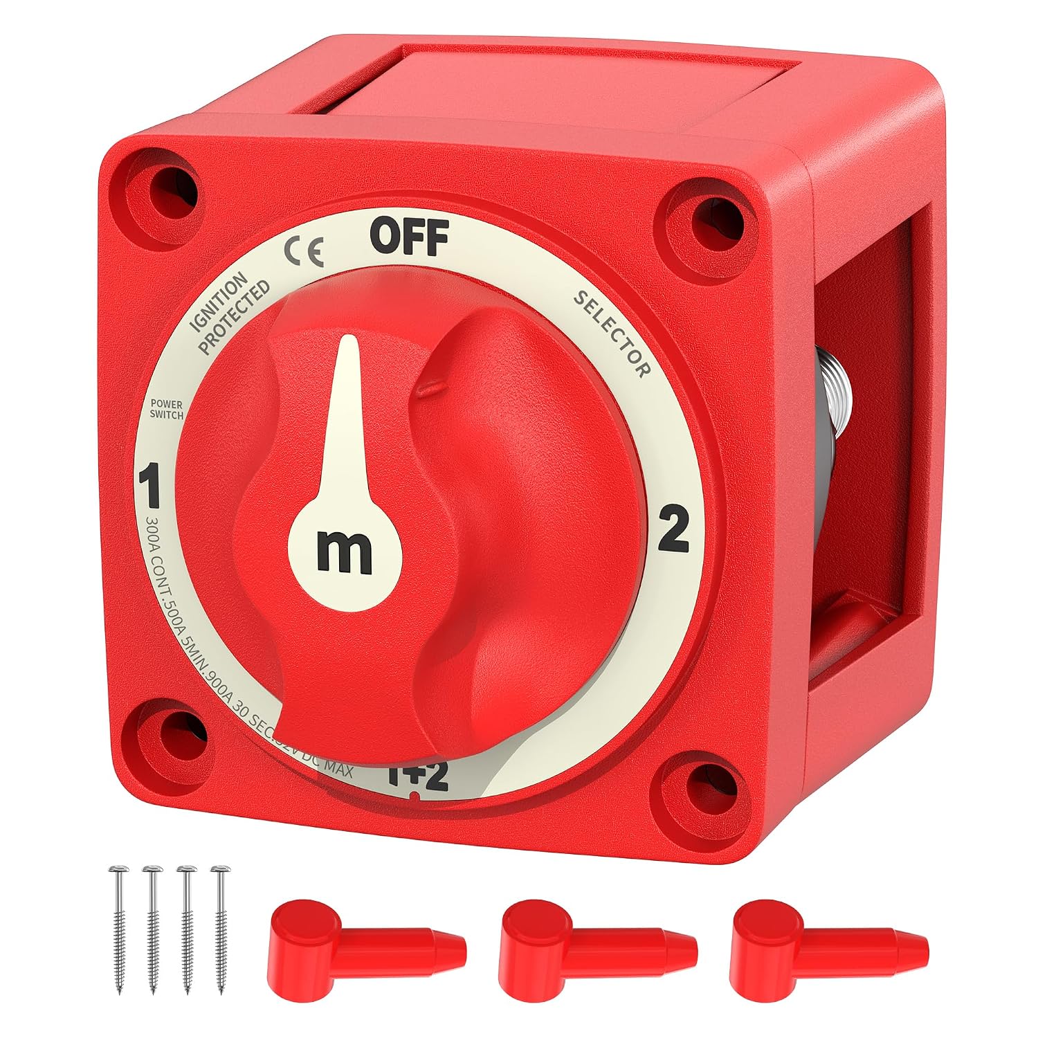 12v-48v 300a Batterietrennschalter, Robust, 4-positionen, Wasserdicht Und Flammgeschützt, Für Auto, Boot, Wohnmobil, Lkw Und Quad.