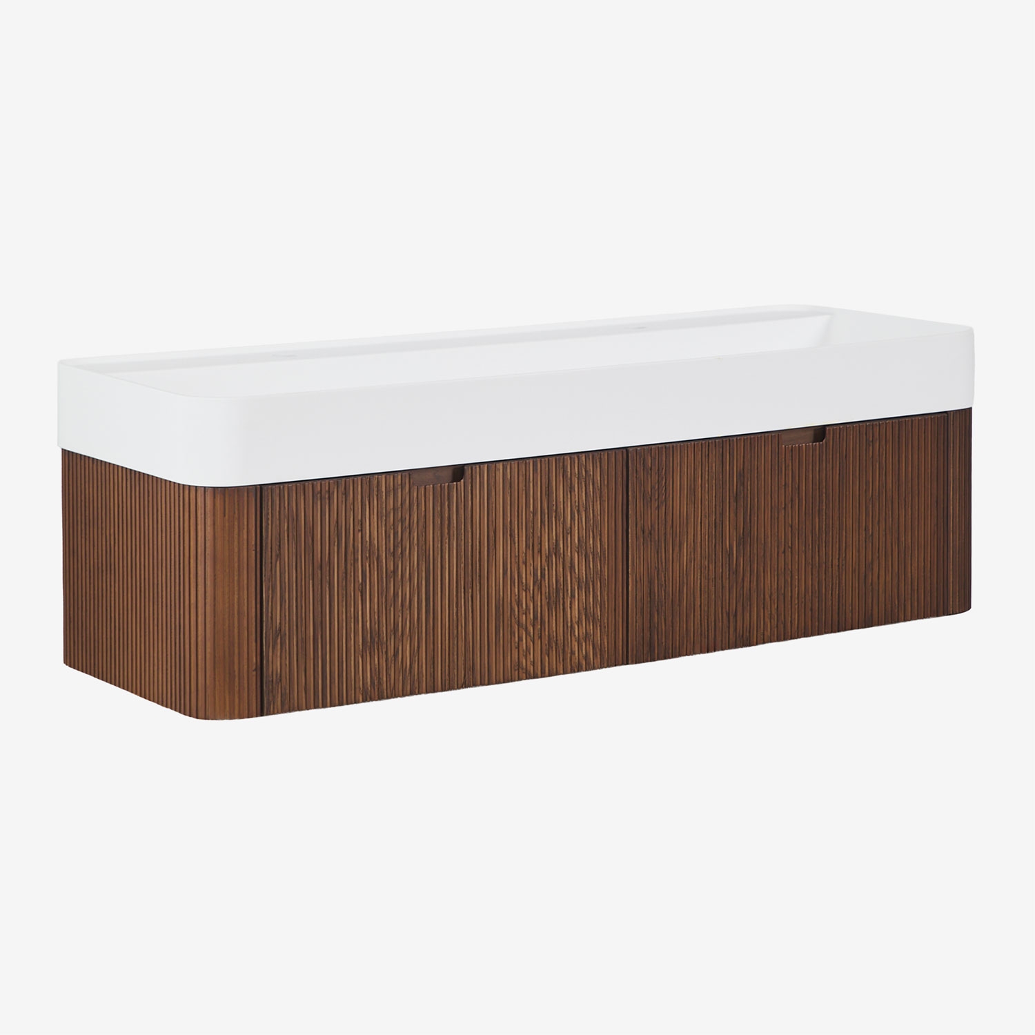 Sklum Hängendes Badezimmermöbel-set 130x45 Cm Aus Holz Mit Integriertem Waschbecken Saioa