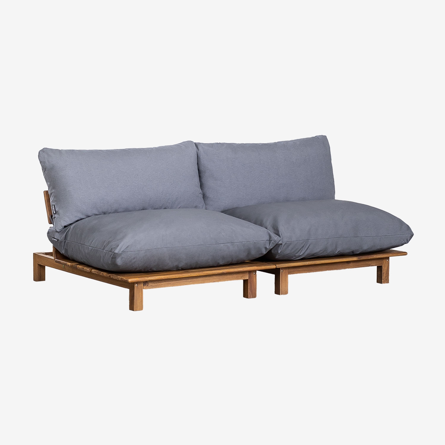 Sklum 2-teiliges, Verstellbares Gartenmodulsofa Aus Akazienholz Brina Blau Grau