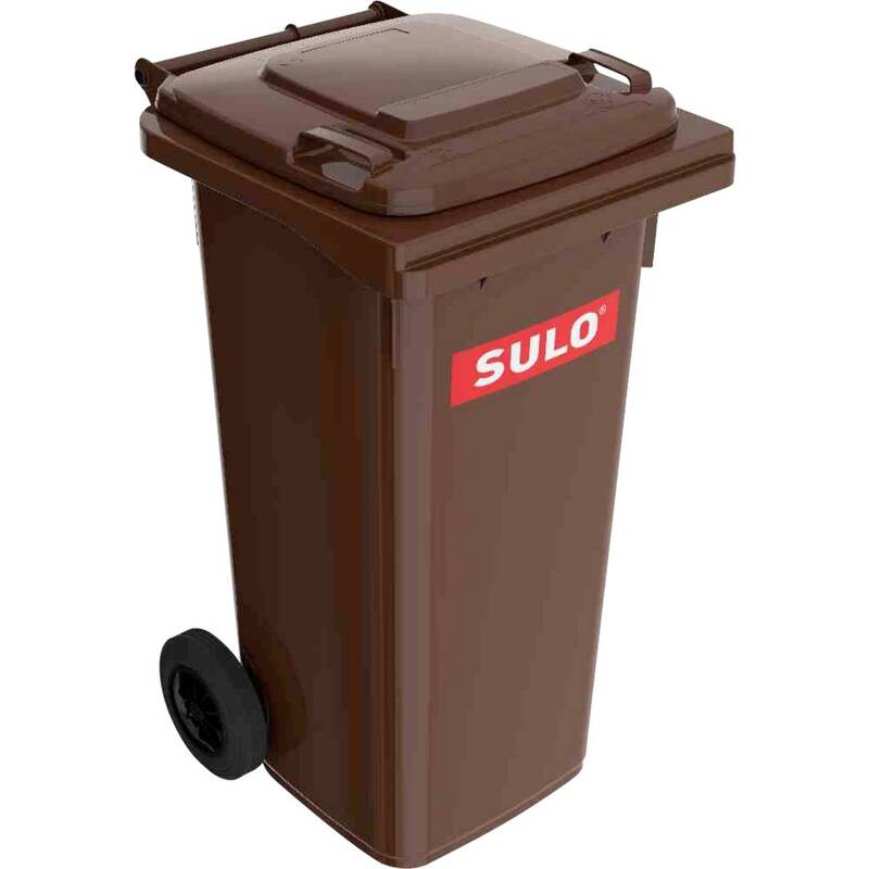 [neuwertig] B-ware Sulo Mülltonne Abfallbehälter 120l Kunststoff Braun Mit 2 Rädern 480x555x945mm