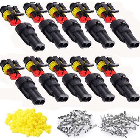 10er-set 2-poliger Wasserdichter Kfz-stecker, Wasserdichter Kfz-stecker, Staubdicht, Isoliert Und Abgedichtet